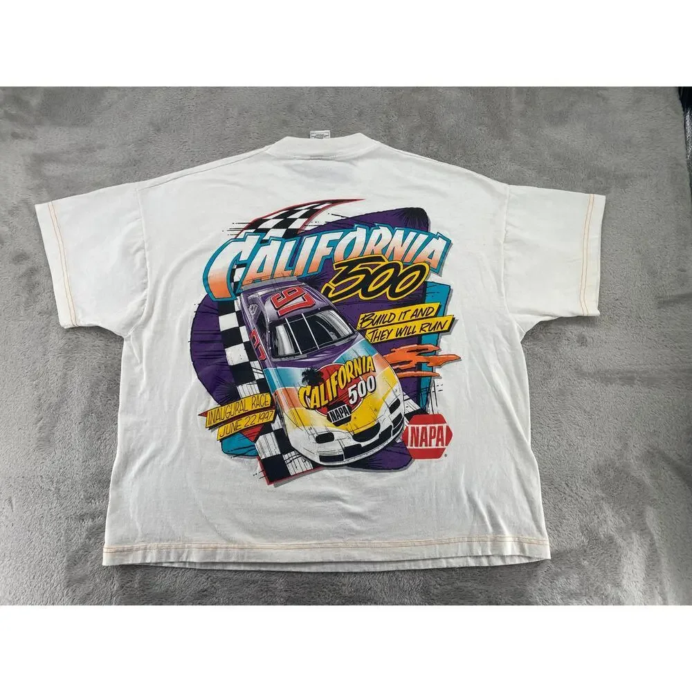 Vintage 1997 California 500 NASCAR T Shirt XXL Double Sided Racing NAPA Boxy Fit